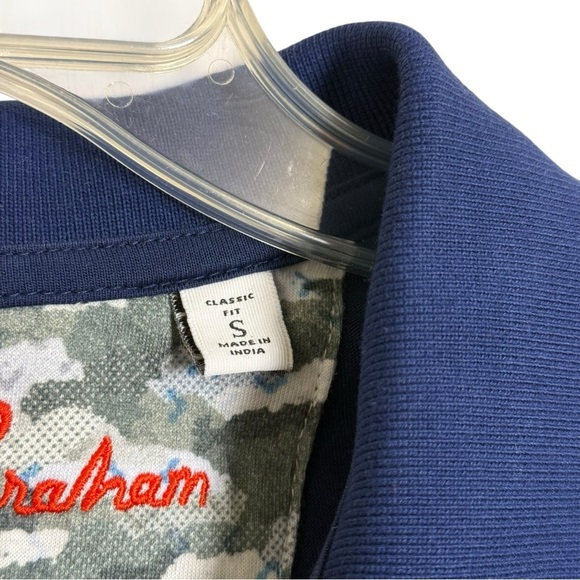 ROBERT GRAHAM Stone Trail Polo Shirt Size Small Navy Blue Supima Cotton - Picture 5 of 8